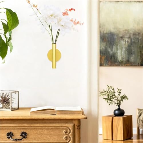 Jarrón de metal para pared con 6 macetas doradas modernas para decorar interiores del hogar 4