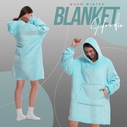 Image of Maharsh Oversized Hoodie Blanket Women Ultra Plush Fleece with Soft Sherpa Reversible Warm Cosy Comfy Wearable Hooded Giant Sweatshirt Throw for Girls Adults Men Boys Kids Big Pocket