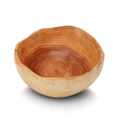 LUPATDY Bol en Bois pour Fruits, Saladier Bois Naturel, Corbeille Irrégulière et Créative Faite Main, Corbeille Décorative pour Fruits, Salades et Snacks (15-19 cm)