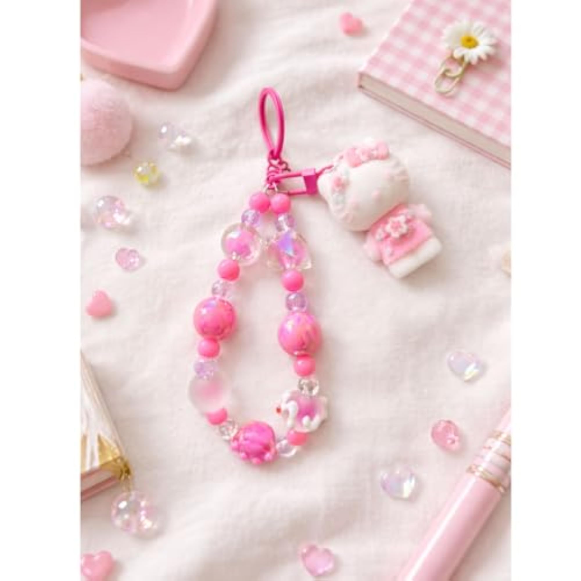 Hello Kitten Keychain Phone Wrist Strap Mobile Charm