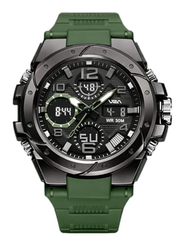 Image of V2A Styrke 5110 Analog Digital Watch for Men | Hybrid Multi Display Dial | Alarm Stopwatch Day Date 12 /24 Hr | TPU Strap | 30M Water Resistant