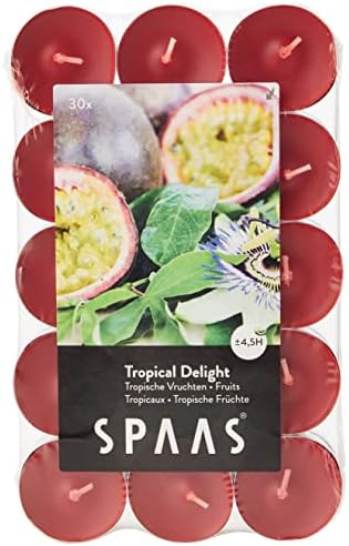 Spaas 30 Scented Tealights in Flatpack, ± 4.5 Hours, Spiritual Jasmine, White