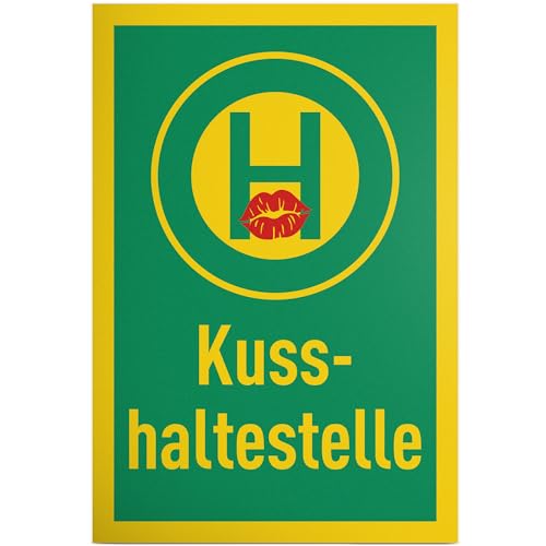 DankeDir! Kusshaltestelle - Schild 30 x 20 cm - Hochzeitsgeschenk Brautpaar Hochzeit Geschenk Hochzeitskarte Deko Idee - Accessoires Hochzeitsdeko JGA Fotobox Requisiten Partydeko