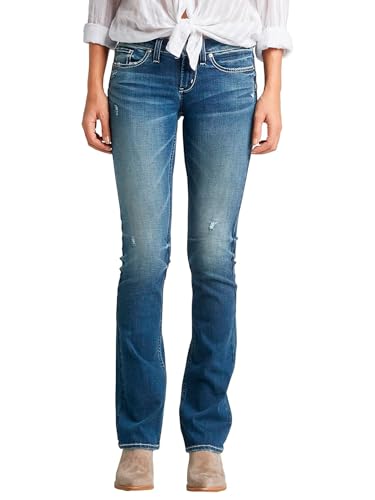 Silver Jeans Co. Tuesday Low Rise Slim Bootcut Jeans, Lavado Oscuro Egx357, 27W X 31L Para Mujer