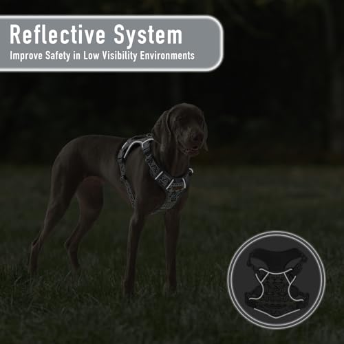 No Pull Dog Harness with 2 Metal D-Rings, Easy on/Off Dog Vest with Neck Buckle, No Need Over Head, Easy Walk Escapeproof No Choke Reflective Breathable, Harness for Large Dogs - Image 6