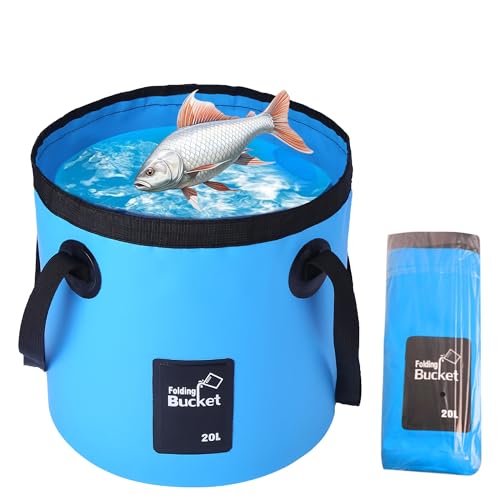 20L - Secchio per acqua, pieghevole, leggero e portatile, per esterni, robusto, pieghevole, salvaspazio, per viaggi, all'aperto, pesca, campeggio, picnic, escursionismo, borsa per l'acqua pieghevole