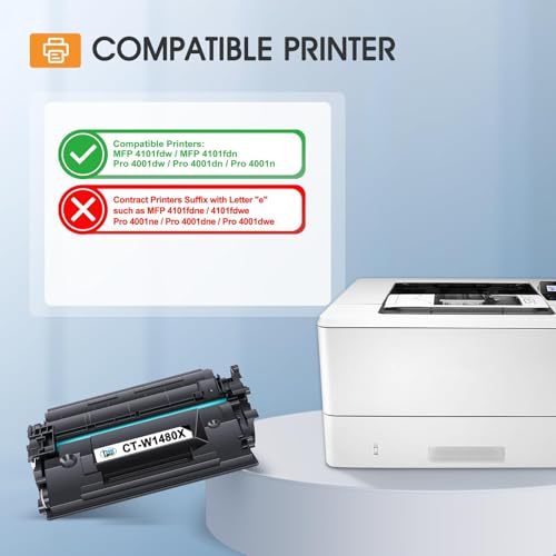 Image of Cool Toner no chip Compatible 148X 148A Toner Cartridge Black High Yield for HP 148X 148A W1480X W1480A LaserJet MFP 4101fdw 4101fdn Pro 4001dw 4001dn 4001n Printer Ink (2 Pack)