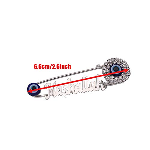 Zkdc Muslim Islam Mashallah Turkey Evil Eye Stainless Steel Crystal Brooch Baby Pin #TOP1
