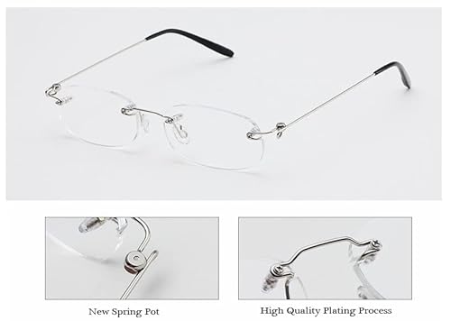 Viseng L1000-1.5 2 Pairs Unisex Super Lightweight Rimless Quality Readers Ultra Thin Clear Lenses Frameless Reading Glasses +1.5 thumb #3