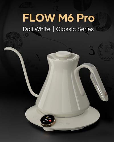 Image of Cocinare Gooseneck Electric Kettle, ±0.5F Precision Temperature Control for Pour-Over Coffee & Tea, 0.6L, Master Dali White Collection