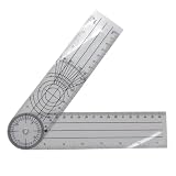 Clear Plastic Goniometer Angle Measuring Tool Protractor Finder Quick 360 Degree 7” Arms Folding Ruler Office Measuring Drawing Woodworking Designers Architects Students Work