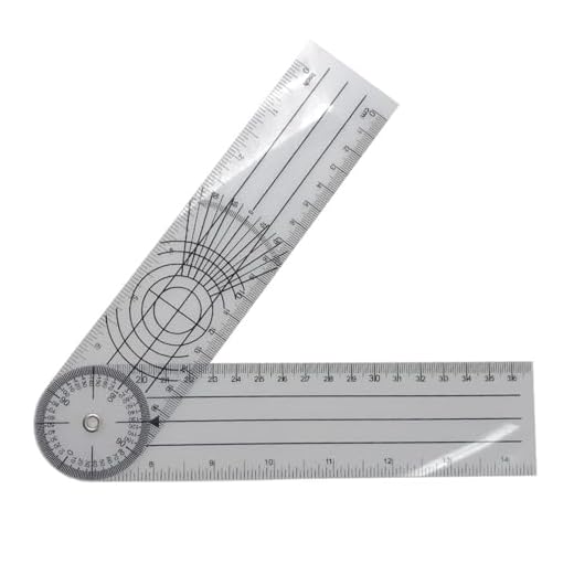 Clear Plastic Goniometer Angle Measuring Tool Protractor Finder Quick 360 Degree 7'' Arms Folding Ruler Office Measuring Drawing Woodworking Designers Architects Students Work