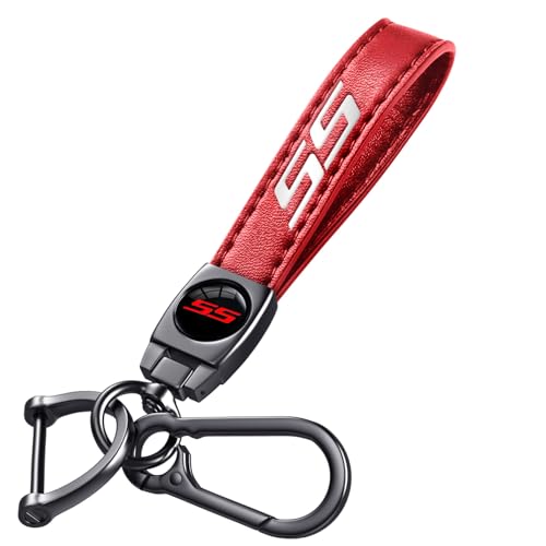 Llavero de cuero rojo anticaída para mando Chevy Camaro SS de metal