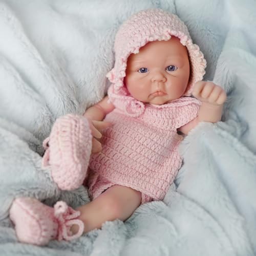 Bebê Reborn Boneca Silicone Sólido Suave Menina 35cm Olhos Azuis