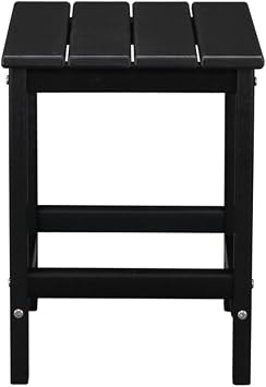 Modern Square Side Table HDPE Black for Home Bedroom Living Room Decor
