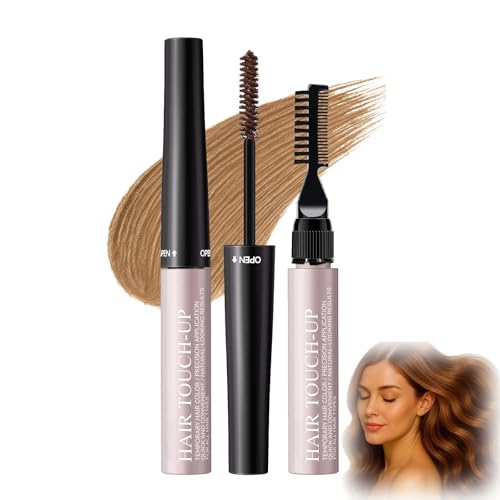 Light Brown Hair Root Touch-Up Stick – Quick-Drying Temporary Hair Mascara for Roots & Beard, Non-Sticky Semi Permanent Dye, Waterproof, Sweat-Proof, Easy Gray Coverage (Brown)