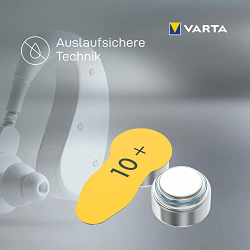 VARTA Hörgerätebatterien Typ 10 gelb, Batterien 60 Stück Vorratspack, Power on Demand, wireless approved, Größe p 10 für Hörgeräte & Hörhilfen, Made in Germany