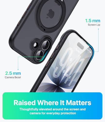 Image of for iPhone 17 Case, Compatible with MagSafe, Slim Shockproof Military-Grade Rugged Protective Case with Stand, Camera Control, Comfort Grip (A-Black, iPhone 17)