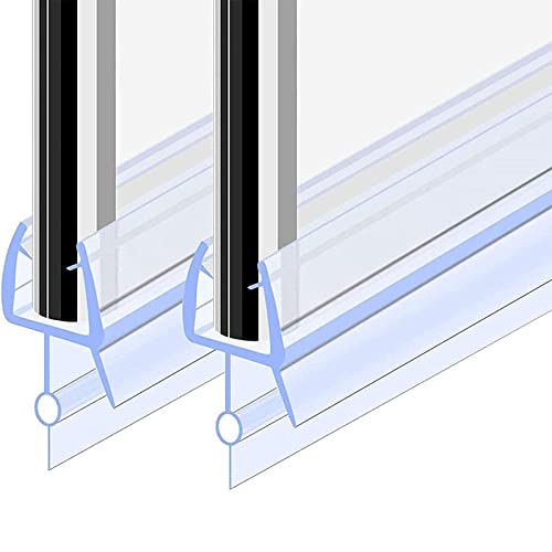 Joint de Portede Douche 100CM 2PCS pour vitre 4-6mm, GOLDGE Joint d'étanchéité Cabine Douche Barrière de Pliable, Joint de Rechange en Verre Droit/Courbe