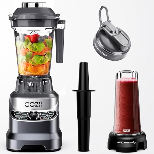 COZII Professional Blender 2000W, Smoothie Countertop Blenders for Kitchen, 64 Oz Pitcher/21-Oz To-go Cup, 7 Preset Programs for Ice Crush/Frozen Drinks/Dips/Nut Butter, High Speed, Dishwasher Safe image 2