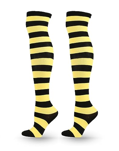 Image of ATHX Women's Knee High Socks Thigh High Socks Triple Stripe over the Knee Socks Long Opaque Thigh High Stockings