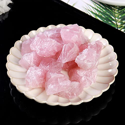 JIC Gem 1 Lb Bulk Rose Quartz Crystals from Brazil Raw Natural Rough Pink Crystals Stones, for Yoga,Spa,Meditation,DIY Decorative - Thumbnail 3