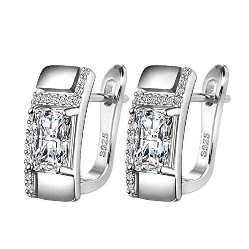 Benoon Pendientes de mujer 1 par de pendientes cuadrados de diamantes de imitación joyería apariencia de moda estilo coreano para uso diario, Acero inoxidable Cover