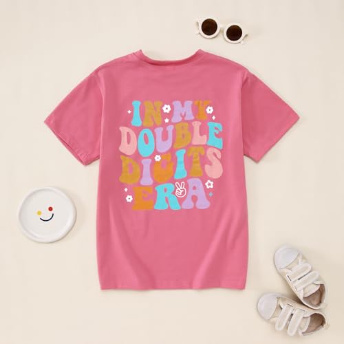 Image of IZYJOY in My Double Digits Era Shirts Girls 10th Birthday T-Shirts 10 Years Old Birthday Party Short Sleeve Summer Tee Tops