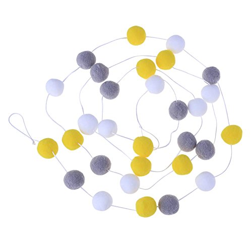 DemiawakingUK Guirnalda de Bolas de Fieltro Hecha a Mano con Pompones de 2 m, Bolas esponjosas para Colgar, Adornos de Dormitorio de niños, decoración de Pared (3 Colores Mezclados)