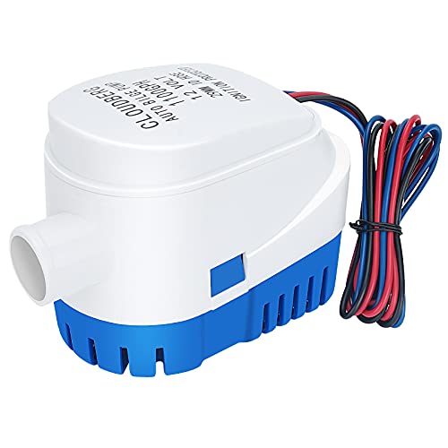 CLOUDBERG 1100gph Automatic bilge pump for Submersible, 12V auto bilge pump for boats , 29mm Outlet Dia low noise fully automatic boat pump,Built in Float Switch small Generic boat pump