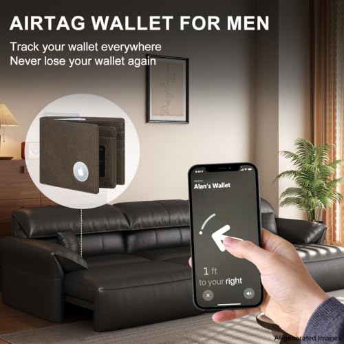 Image of furid Minimalist AirTag Wallet for Men: RFID Front Pocket Card Holder | Top-Grain Leather Air Tag Wallet Slim and Compact 13 Card Slots - Gift Ready for Birthday Anniversary