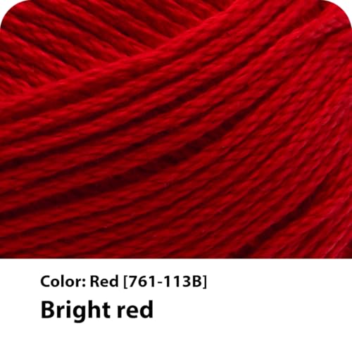 Image of Lion Brand 24 /7 Cotton Yarn, Yarn for Knitting, Crocheting, and Crafts, Red, Pack of 3 | Light Worsted 100% Mercerized Cotton Yarn for Crochet, Knitting, Craft, 185 Yards of Natural Fiber for Tees, Bags, Dishcloths