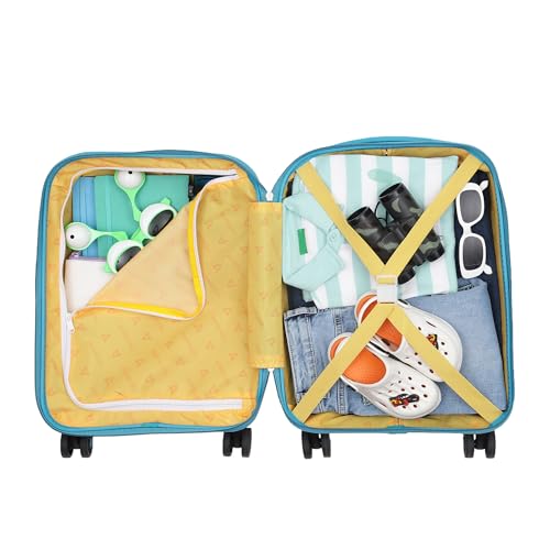 Image of YAYAVAR Scooby-Doo Kids Trolley Suitcase - 45L | Hard-Sided Printed Cabin Luggage with 8 Wheels, Number Lock, Scratch Resistant, Lightweight Travel Bag (50cm)