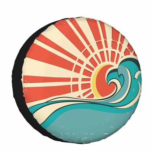 Sun and Sea Waves Tire Cover 15" Universal for RV SUV Truck