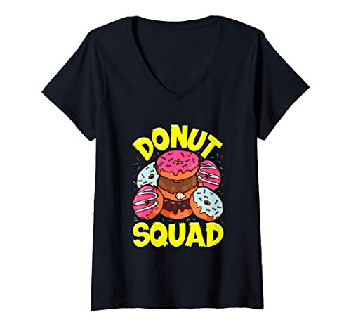 Femme Funny Donut Squad Cute Donut Obsessed T-Shirt avec Col en V
