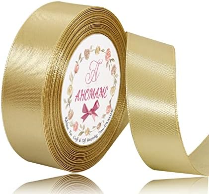 Double Faced White Satin Ribbon 25mm, 23 Meters Solid Color Fabric Ribbons for Crafting, Gift Wrapping, Bouquets, Wedding Party Decoration, Cake Decors, Bows Making, and Sewing Project