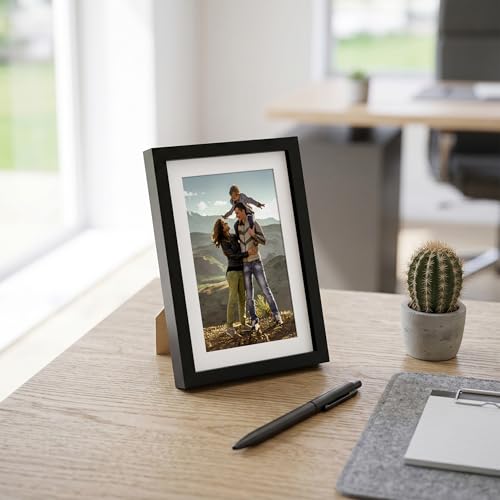 Americanflat 5x7 Picture Frame with Shatter-Resistant Glass - Use as 4x6 Frame with Mat or Display 5x7 Photo Without Mat - Streamline Collection - Picture Frames for Tabletop and Wall - Black by Americanflat - Image 8