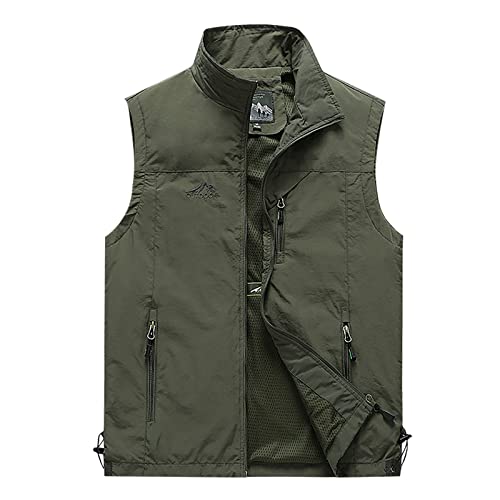 Ymosrh Men's Down Vest Puffer Vest Winter Outdoor Zipper Sleeveless Warm Puffey Jacket Vest, XL-4XL
