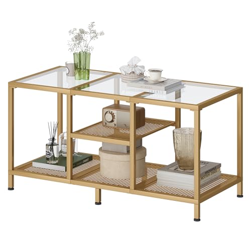 JARHETUN Glass Coffee Table, Coffee Tables for Living Room, Small