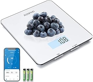 RENPHO Electronic Digital Kitchen Scales with Tare Function, Food Weighing Cooking Scale for Baking and Calorie Counting, Tempered Glass Platform with LCD Display, 5 Units Conversion, 5kg/11lb, White
