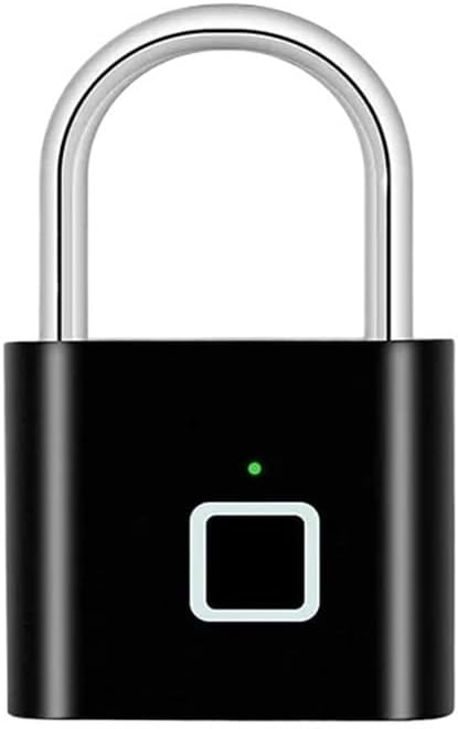 Keyless USB Charging Fingerprint Lock Smart Padlock Waterproof Door Lock 0.2sec Unlock Portable Anti-Theft Padlock Zinc(White)