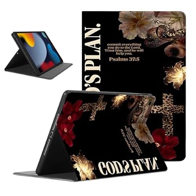 Mrtponk Jesus Christian God's Plan Tablet Case for iPad Air 2019 10.5 Inch,Hibiscus Pattern for Women Men Teens Protective Cover Flip PU Leather Stand Funda