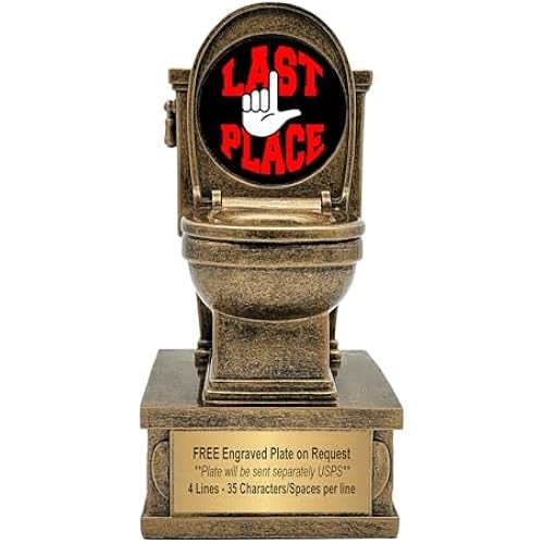 Decade Awards Action Pedestal Gold Toilet Bowl Trophy with Optional Inserts - Custom Engraved Plate On Request (7 Inch Tall)