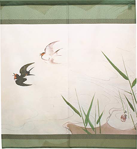 のれん 和風 日本絵画 川合玉堂 半間のれん 幅85×丈90cm 飛燕 91992