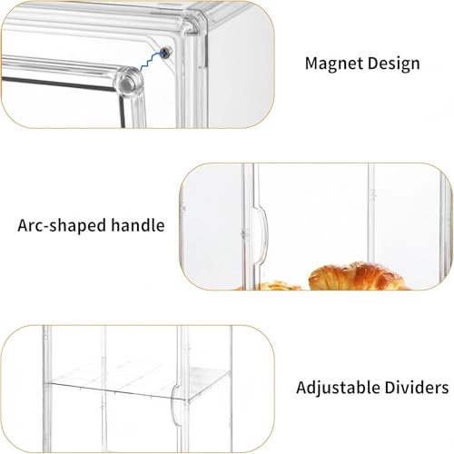 Image of Pastry Display Case, 2 Pack 4 Layers Clear Bread Box for Kitchen Countertop