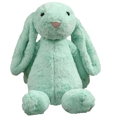 Doudou lapin vert mint peluche douce de naissance