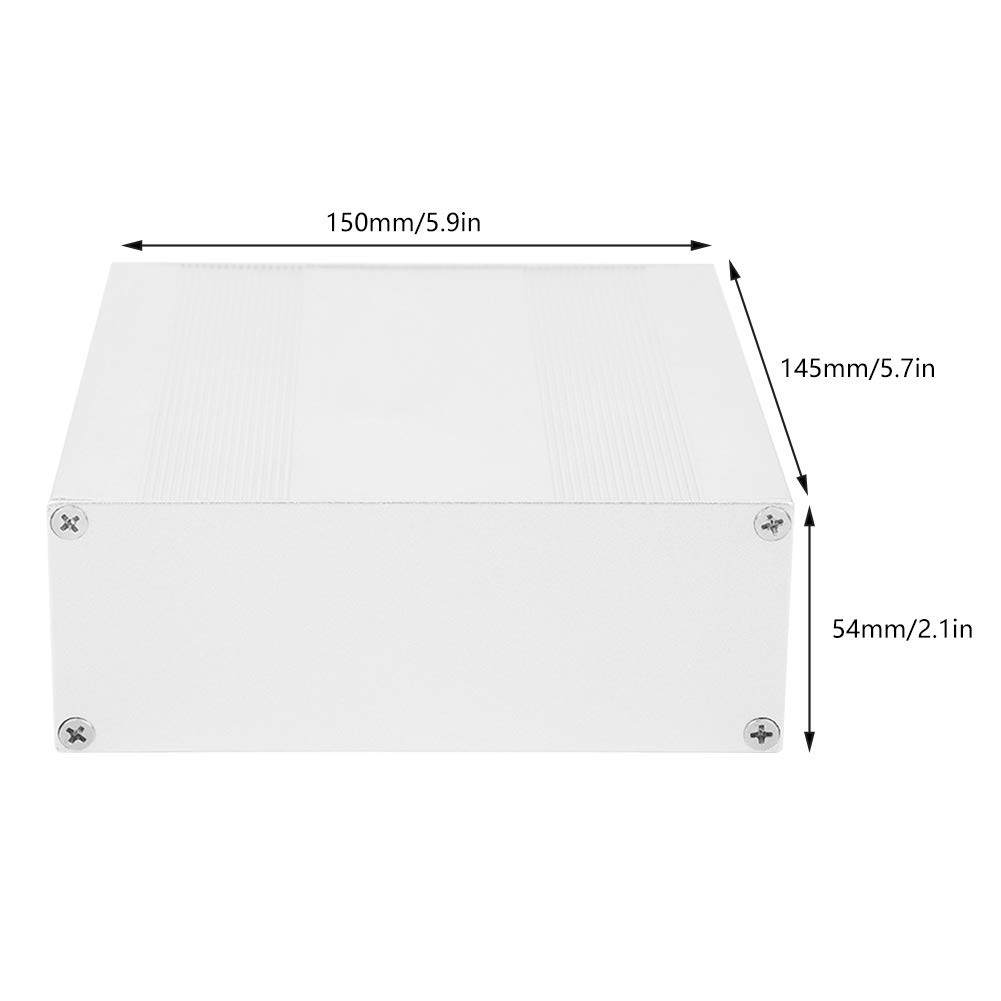 Keenso Aluminiowe Pudełko Projektowe -typ Typu Srebrna Obudowa Elektroniczna do Wyładowania Ciepła Aluminiowa Pokrywa 54x145x150mmmmm