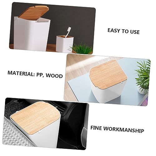 Papelera plástica rectangular con tapa para cocina y baño miniatura 2