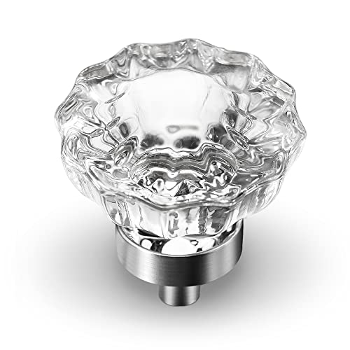 VEHCIL 8 Pack Crystal Dresser Knobs, Single Hole Brushed Nickel Cabinet Knobs Crystal Knobs for Drawers Hardware for Kitchen Cupboard Bathroom, Round Flower Design by VEHCIL - Used condition - US$22.39