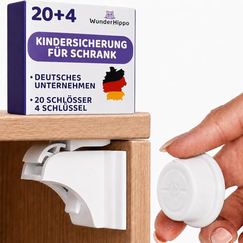 WunderHippo Magnetische Kindersicherung 20 Schlösser + 4 Schlüssel – Unsichtbarer Magnetverschluss… – Ansicht 1